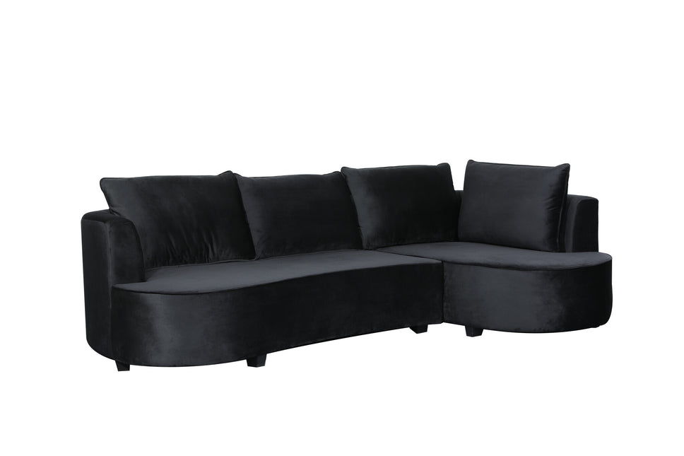 Hoekbank Lando rond zwart velvet 270cm rechts