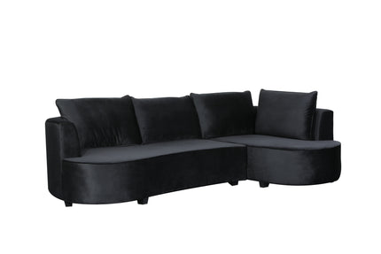 Hoekbank Lando rond zwart velvet 270cm rechts