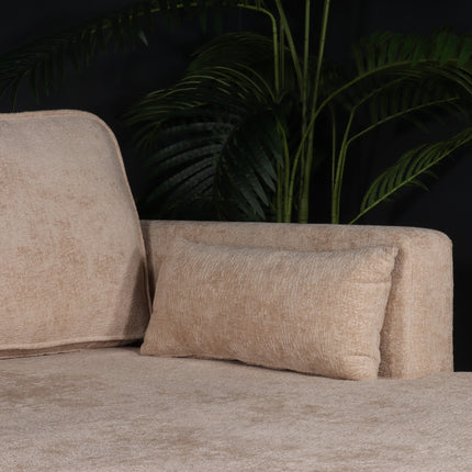 Hoekbank design Lizza 270cm bank beige chenille loungebank zowel links als rechts bankstel