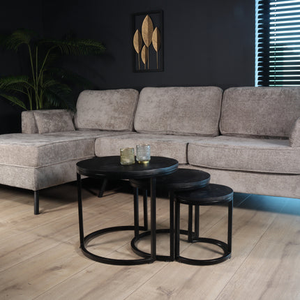 Hoekbank Lizza grijs chenille 270cm links en rechts