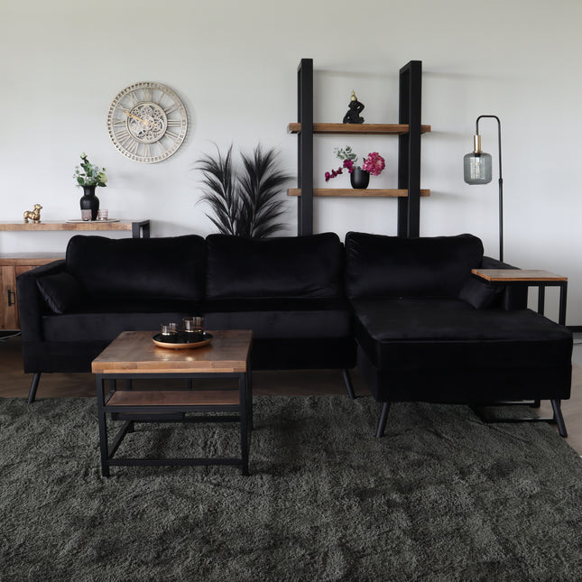 Hoekbank design Lizza 269cm bank zwart velvet loungebank zowel links als rechts bankstel