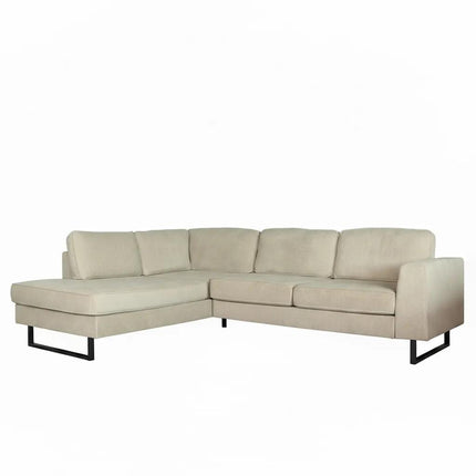 Hoekbank Puckerto taupe velvet 290cm links