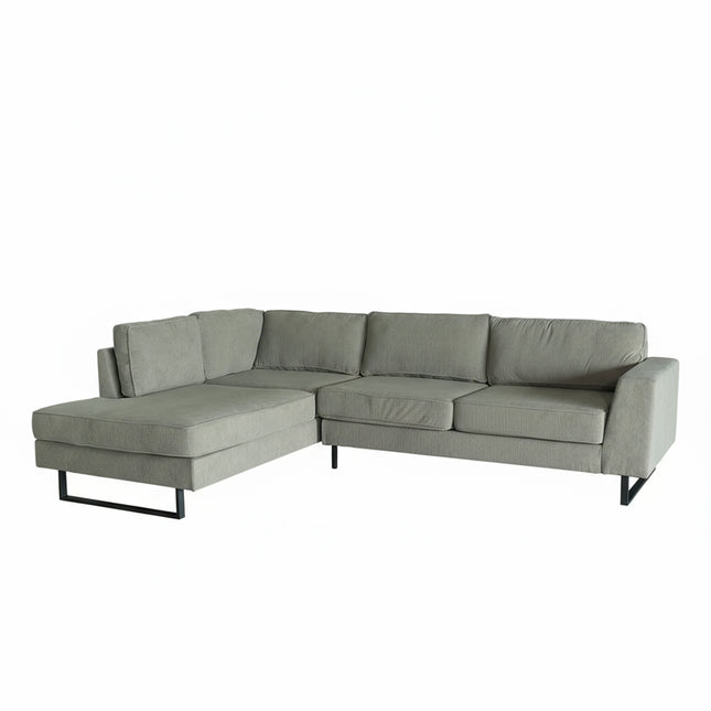 Hoekbank Puckerto taupe ribstof 290cm links