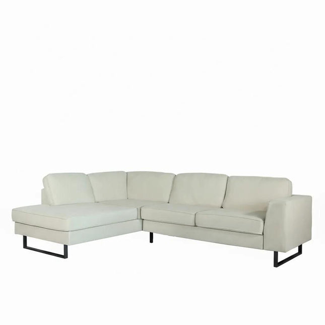 Hoekbank Puckerto beige velvet 290cm links
