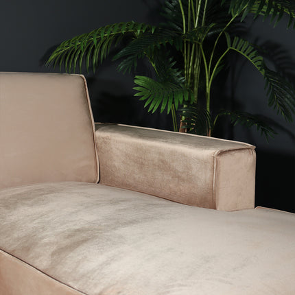 Hoekbank design Riley 270cm bank champagne velvet loungebank rechts