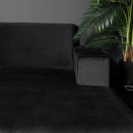 Hoekbank design Riley 270cm bank zwart velvet loungebank rechts