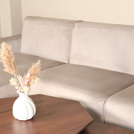 Hoekbank Riley champagne velvet 270cm links