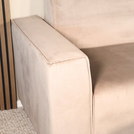 Hoekbank Riley champagne velvet 270cm links