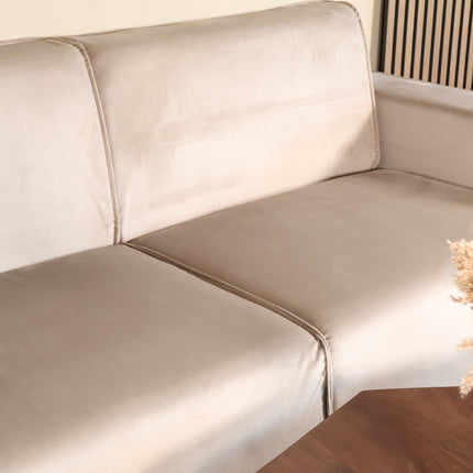 Hoekbank Riley champagne velvet 270cm links