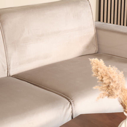 Hoekbank Riley champagne velvet 270cm links