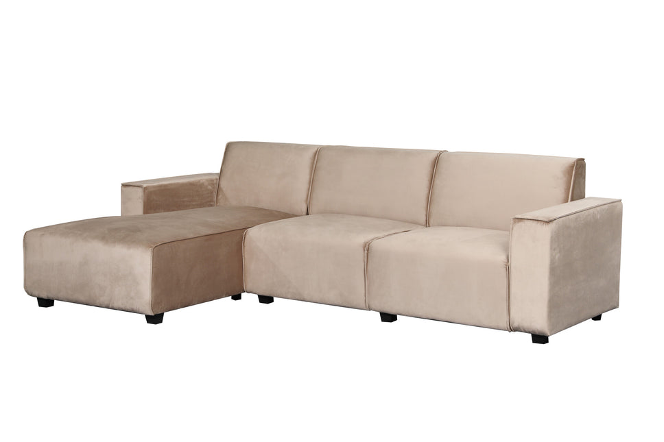 Hoekbank Riley champagne velvet 270cm links