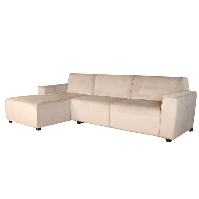 Hoekbank Riley champagne velvet 270cm links
