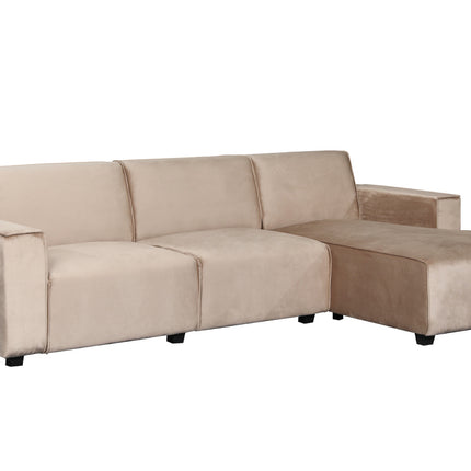 Hoekbank design Riley 270cm bank champagne velvet loungebank rechts