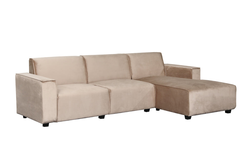 Hoekbank Riley champagne velvet 270cm rechts