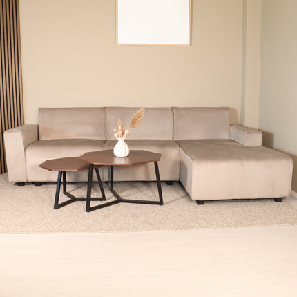 Hoekbank Riley champagne velvet 270cm rechts