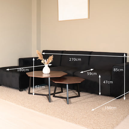 Hoekbank Riley zwart velvet 270cm links