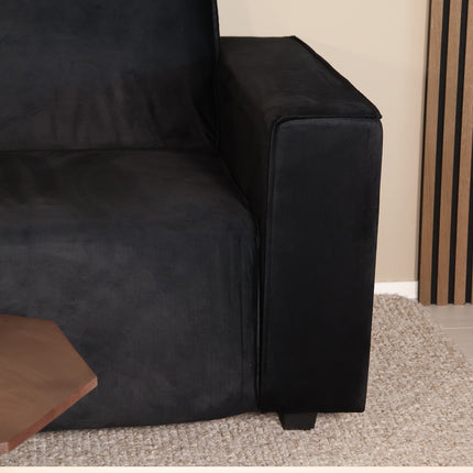 Hoekbank Riley zwart velvet 270cm links