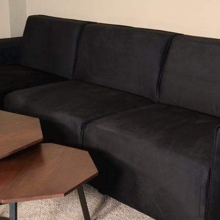 Hoekbank Riley zwart velvet 270cm links