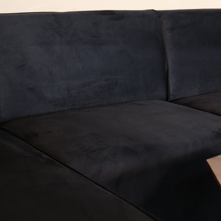 Hoekbank Riley zwart velvet 270cm links