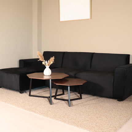 Hoekbank Riley zwart velvet 270cm links