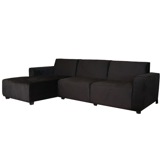 Hoekbank Riley zwart velvet 270cm links