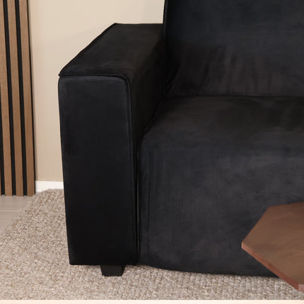 Tweedekans model: Hoekbank Riley zwart velvet 270cm rechts
