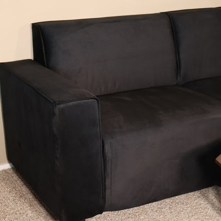 Tweedekans model: Hoekbank Riley zwart velvet 270cm rechts
