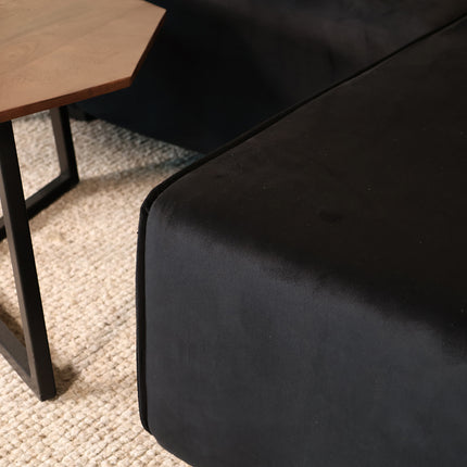 Tweedekans model: Hoekbank Riley zwart velvet 270cm rechts