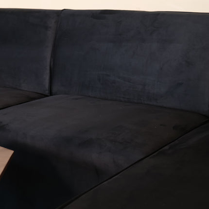 Tweedekans model: Hoekbank Riley zwart velvet 270cm rechts