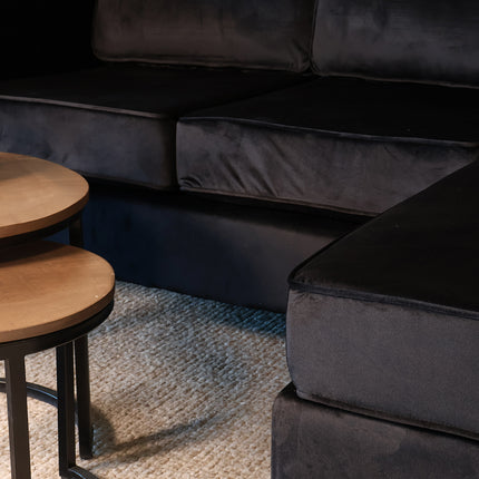 Hoekbank Venna 200cm zwart velvet