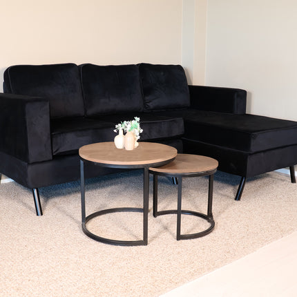 Hoekbank Venna 200cm zwart velvet