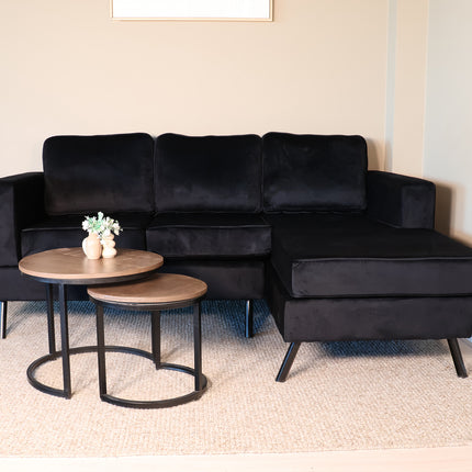 Hoekbank Venna 200cm zwart velvet