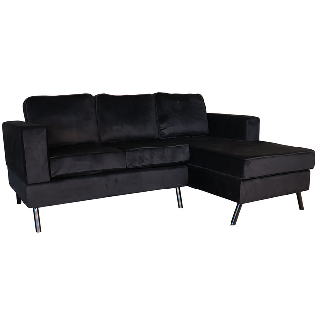Hoekbank Venna 200cm zwart velvet