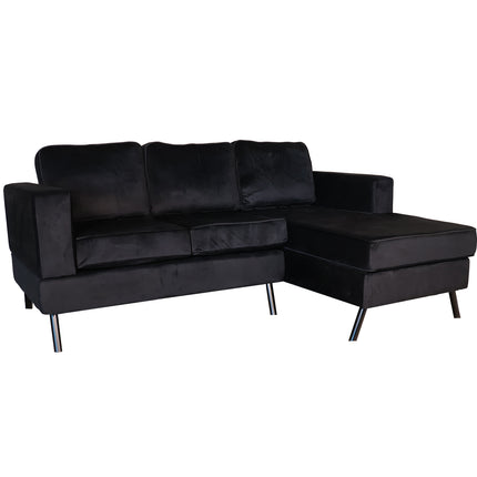 Hoekbank Venna 200cm zwart velvet