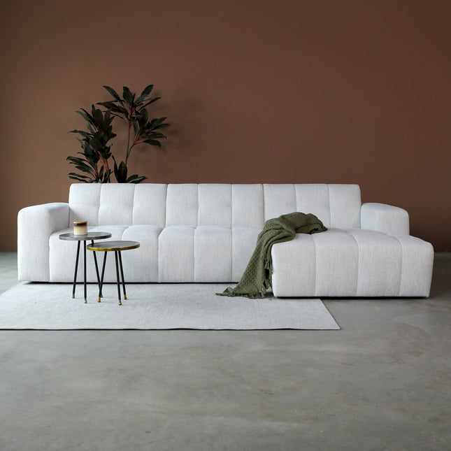 Hoekbank Wave off-white loungebank 305cm polyester bankstel rechts