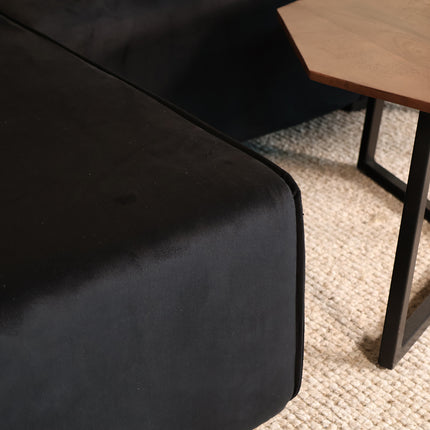 Hoekbank Riley zwart velvet 270cm links
