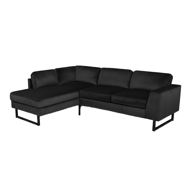 Hoekbank Puckerto antraciet velvet 290cm links