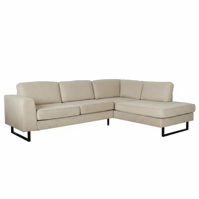 Hoekbank Puckerto taupe velvet 290cm rechts