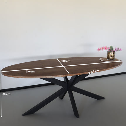 Eettafel ovaal 210cm Rato bruin ovale tafel