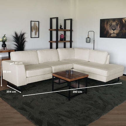 Hoekbank design Puckerto 290cm bank teddy beige hoek loungebank rechts bankstel