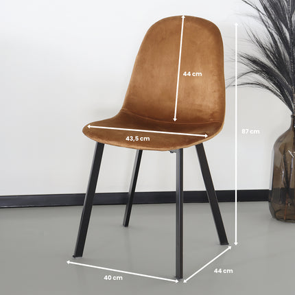SET DEAL: 4 Eetkamerstoelen bruin velvet Simpy