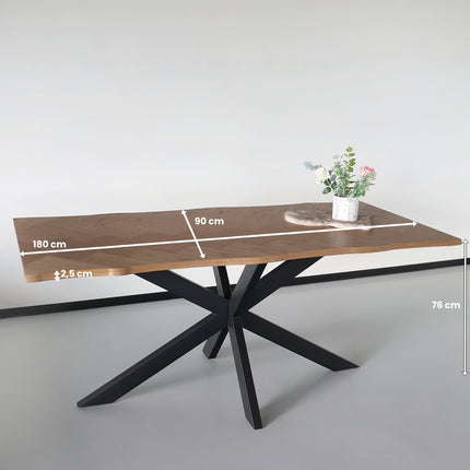 Eettafel langwerpig visgraat 180cm Otis bruin langwerpige tafel