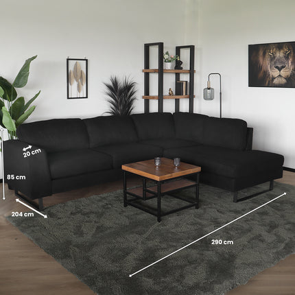 Hoekbank design Puckerto 290cm bank teddy zwart hoek loungebank rechts bankstel