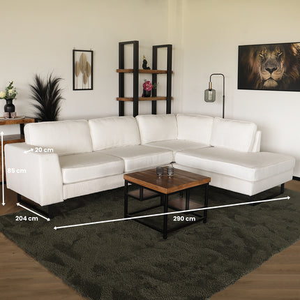 Hoekbank design Puckerto 290cm bank teddy wit hoek loungebank rechts bankstel