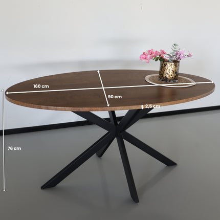 Eettafel ovaal 160cm Rato bruin ovale tafel