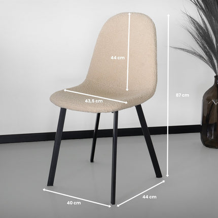 SET DEAL: 6 stuks Eetkamerstoel Simpy zand teddy eetstoel