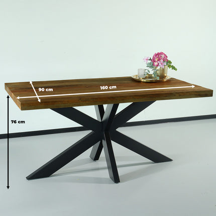 Eettafel langwerpig mangohout 160cm John langwerpige tafel duurzaam mango eetkamertafel