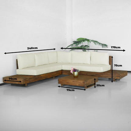 Loungeset Donna met loungetafel acaciahout hoekloungeset loungebank