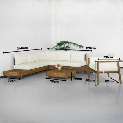 Loungeset Donna met loungetafel en loungestoel acaciahout hoekloungeset loungebank