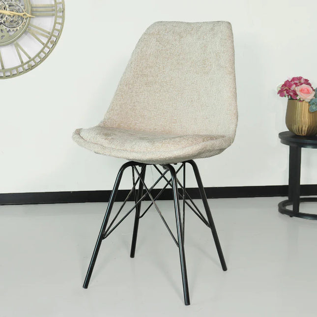 Eetkamerstoel beige chenille Viga
